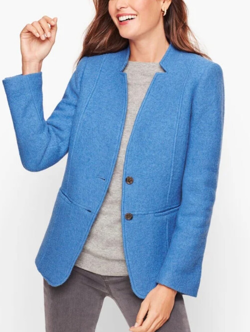 Talbots Blue Boiled Wool Blend Blazer Jacket NWOT 20W